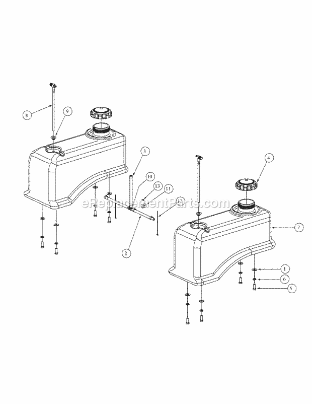 Fuel Tank Assembly Diagram and Parts List for M54-HN 53BB5ETW750-24-HP Cub Cadet Lawn Tractor